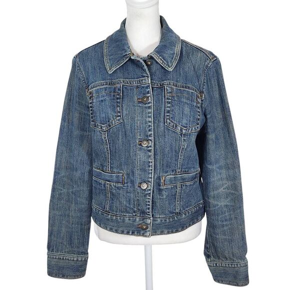 Loft Denim Trucker Jacket Size 8 LOFT Classic Jean Jacket - Picture 1 of 7